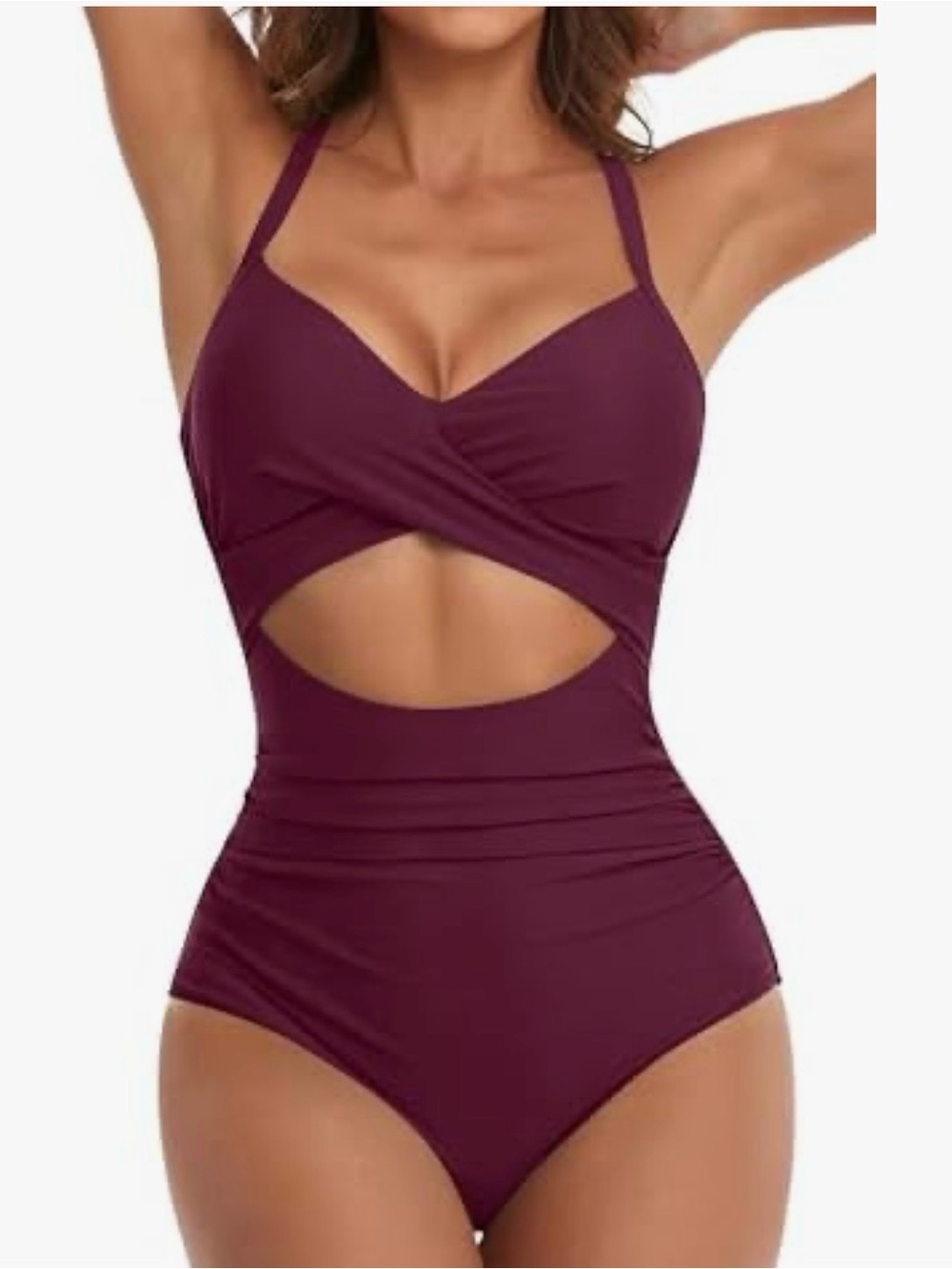 Plum Cutout One-Piece Swimsuit